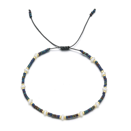 Bead Pearl Stylish Adjustable Woven Hand Strap Bracelets