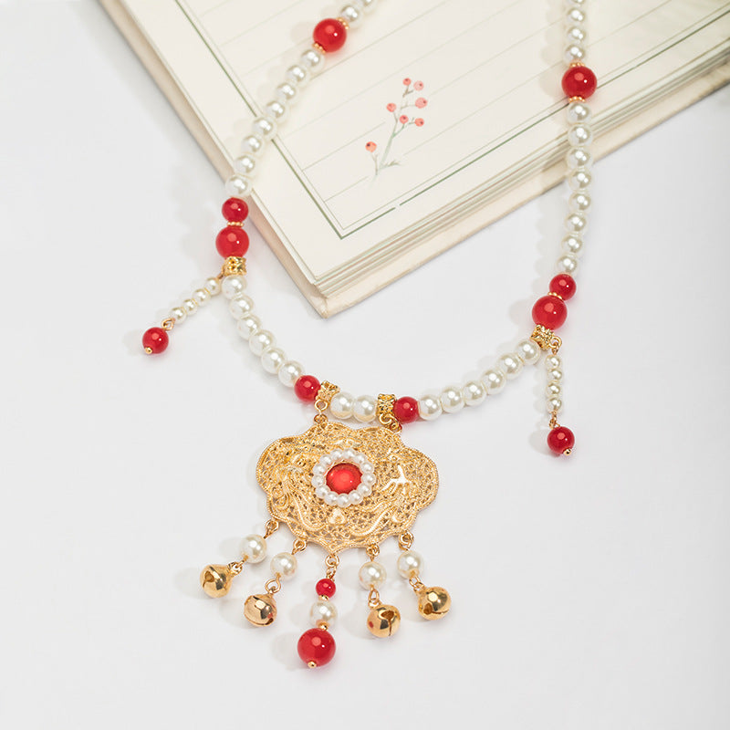 Antique Accessories Bell Safety Lock Pearl Necklaces