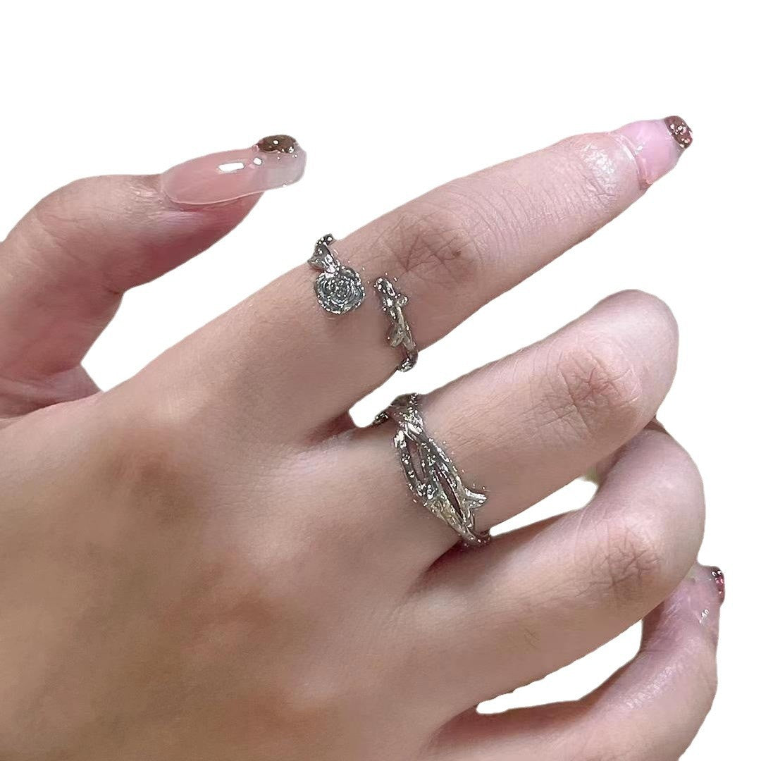 Thorn Rose Couple Wind Niche Open Rings
