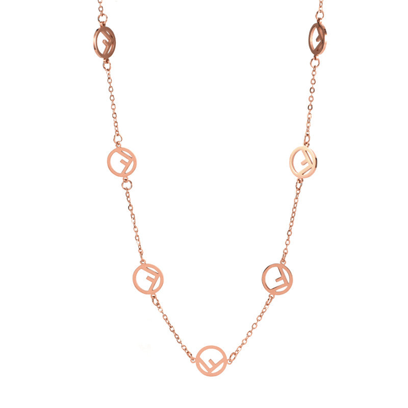 Classic Multiple F Letter Female Titanium Necklaces
