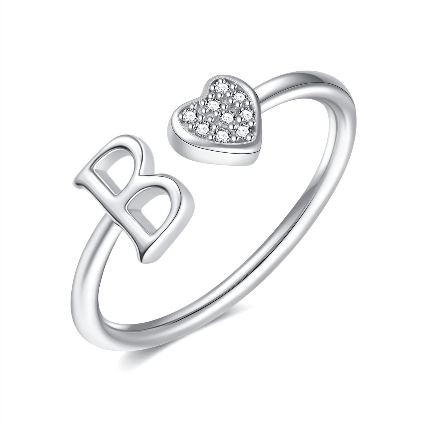 Name First Letters Stackable Zircon Adjustable Rings
