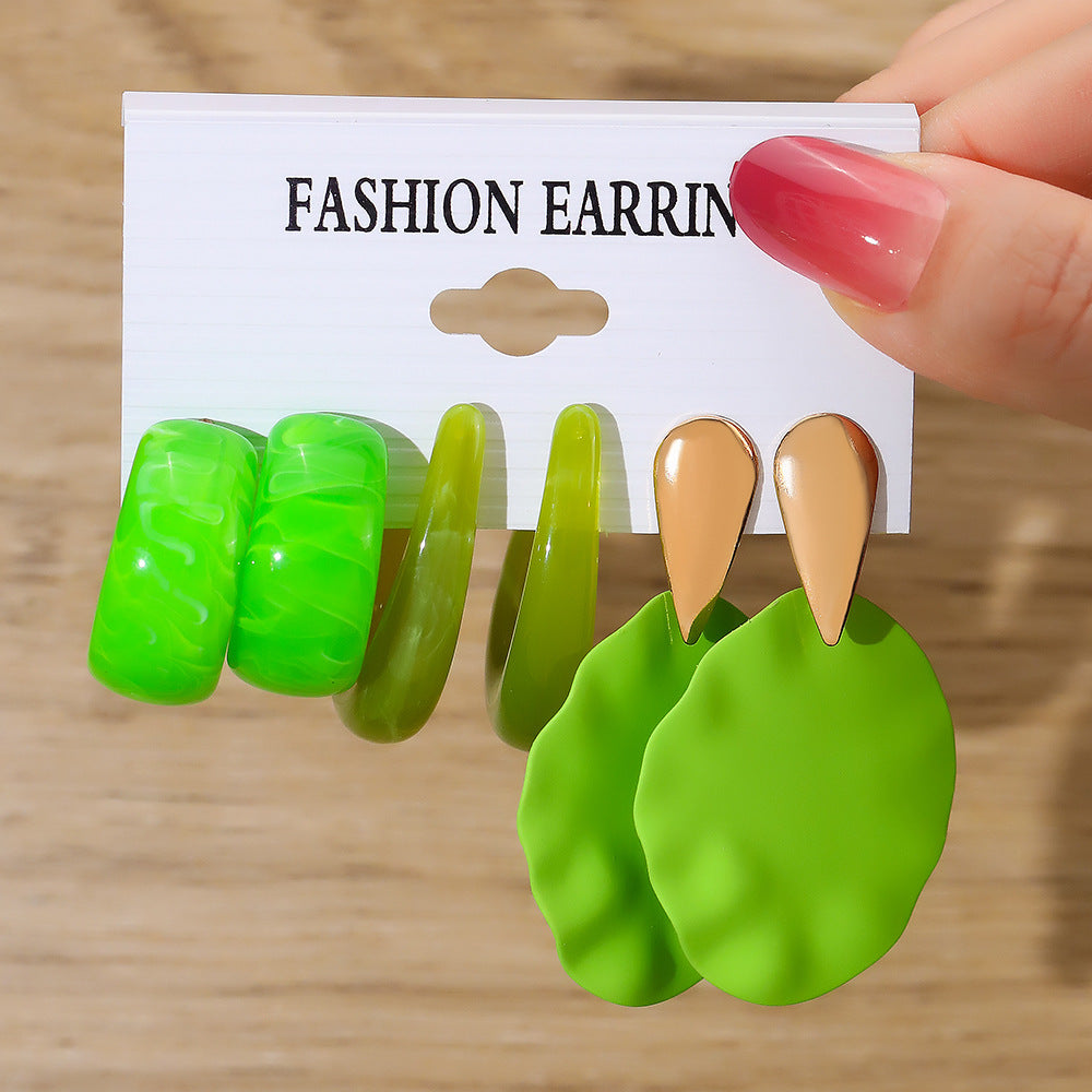 Female Niche High-grade Geometric Resin Light Earrings