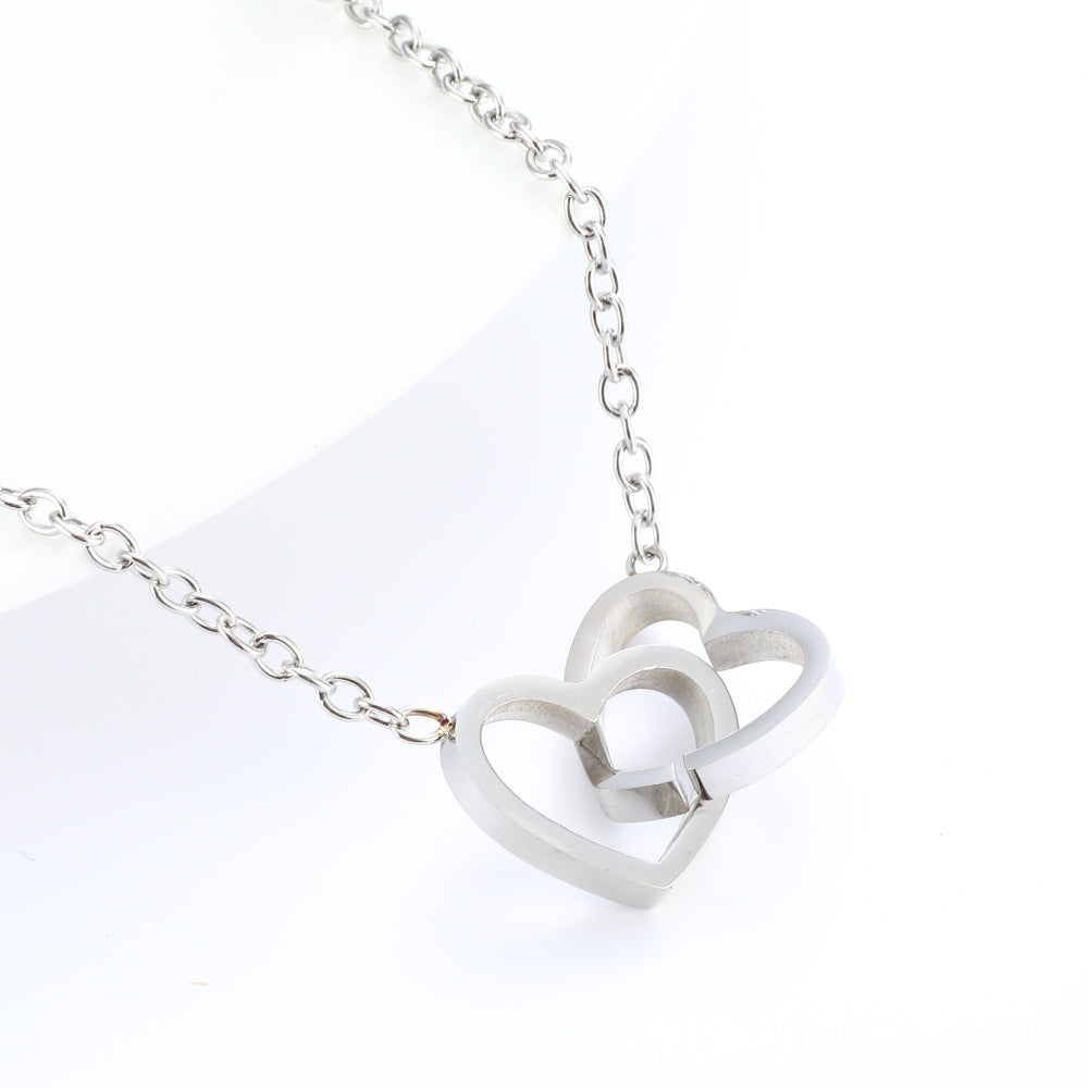 Name Lettering Fashion Short Heart-to-heart Double Necklaces