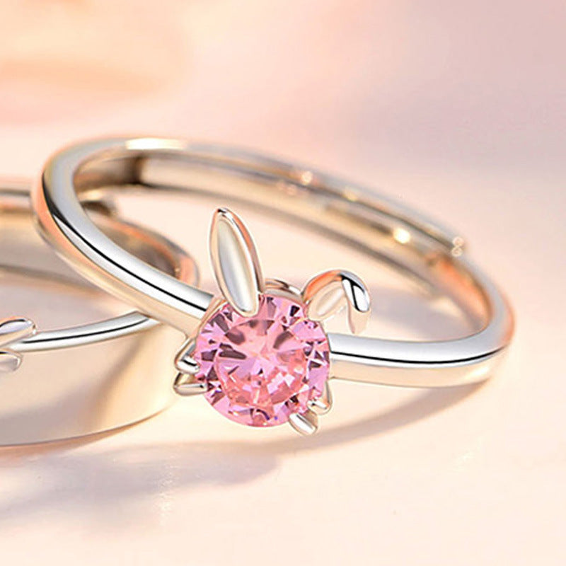 Women's & Men's Couple Pair Of Design High-grade Radish Rabbit Valentine's Rings