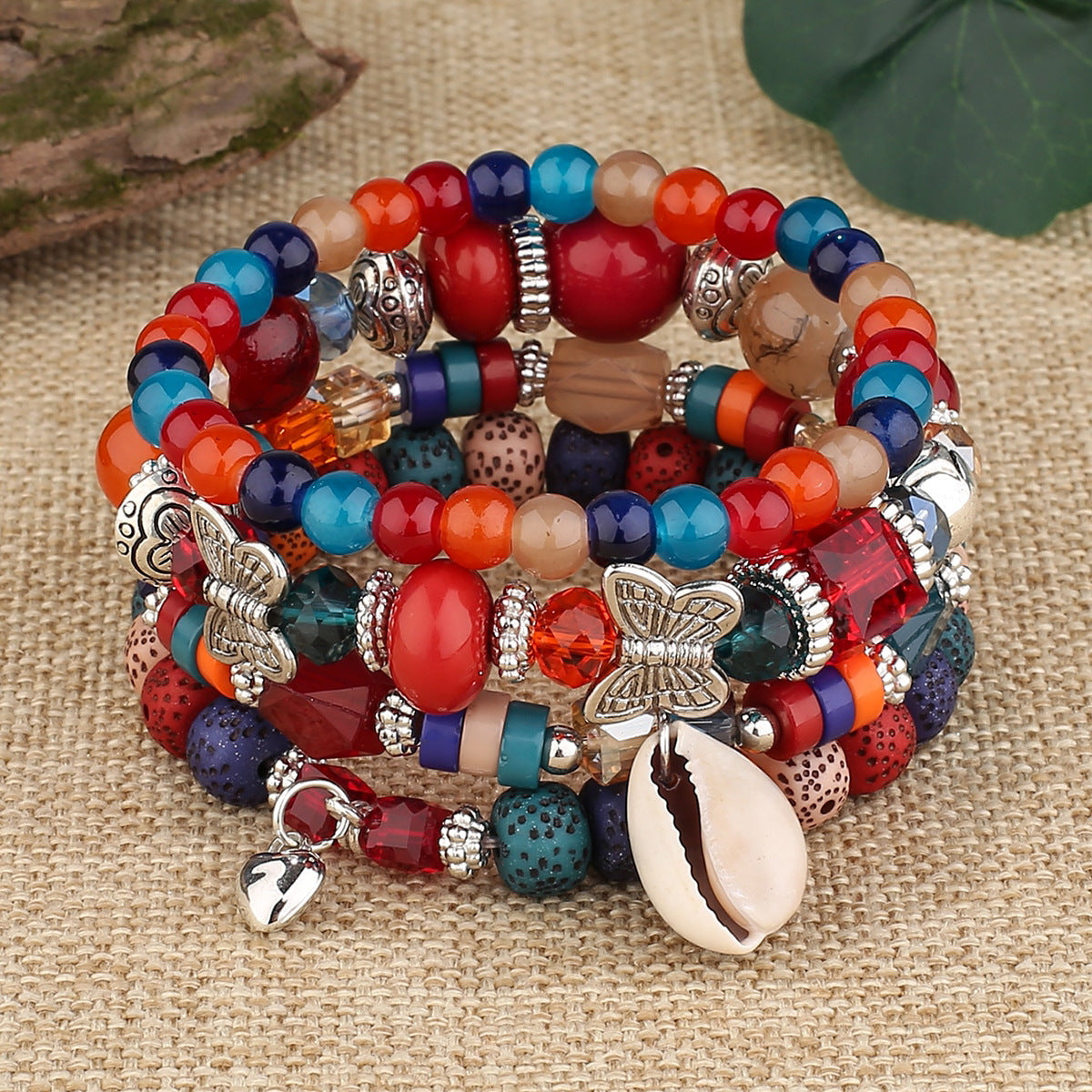 Bohemian Ethnic Fashion Butterfly Crystal Layered Bracelets