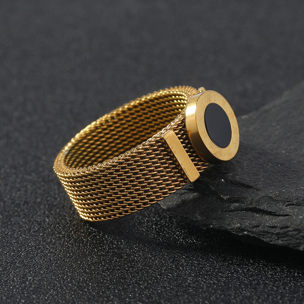 Men's Steel Welding Roman Number Drop Black Rings