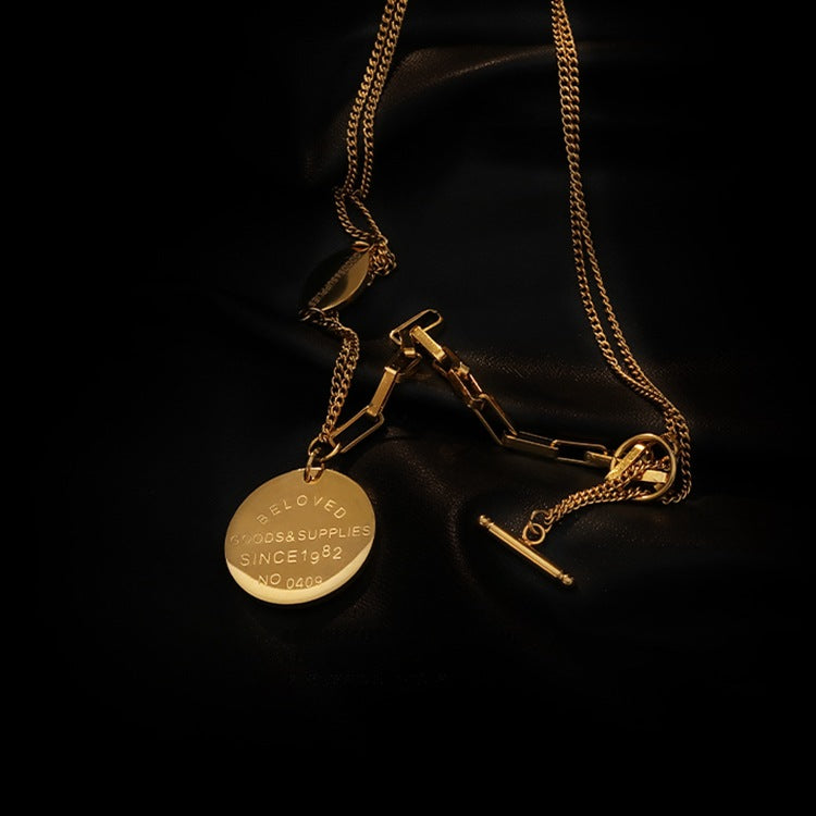 Women's Light Luxury Buckle Round Fashionable Temperament Clavicle Chain Necklaces