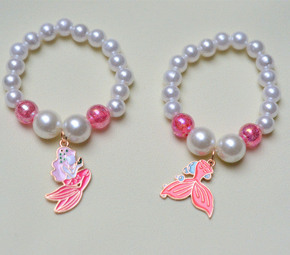 Children's Beaded Plate Beads Cartoon Mermaid Shell Bracelets