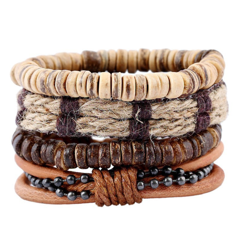 Men's Ornament Simple Handmade Woven Cattle Leather Bracelets