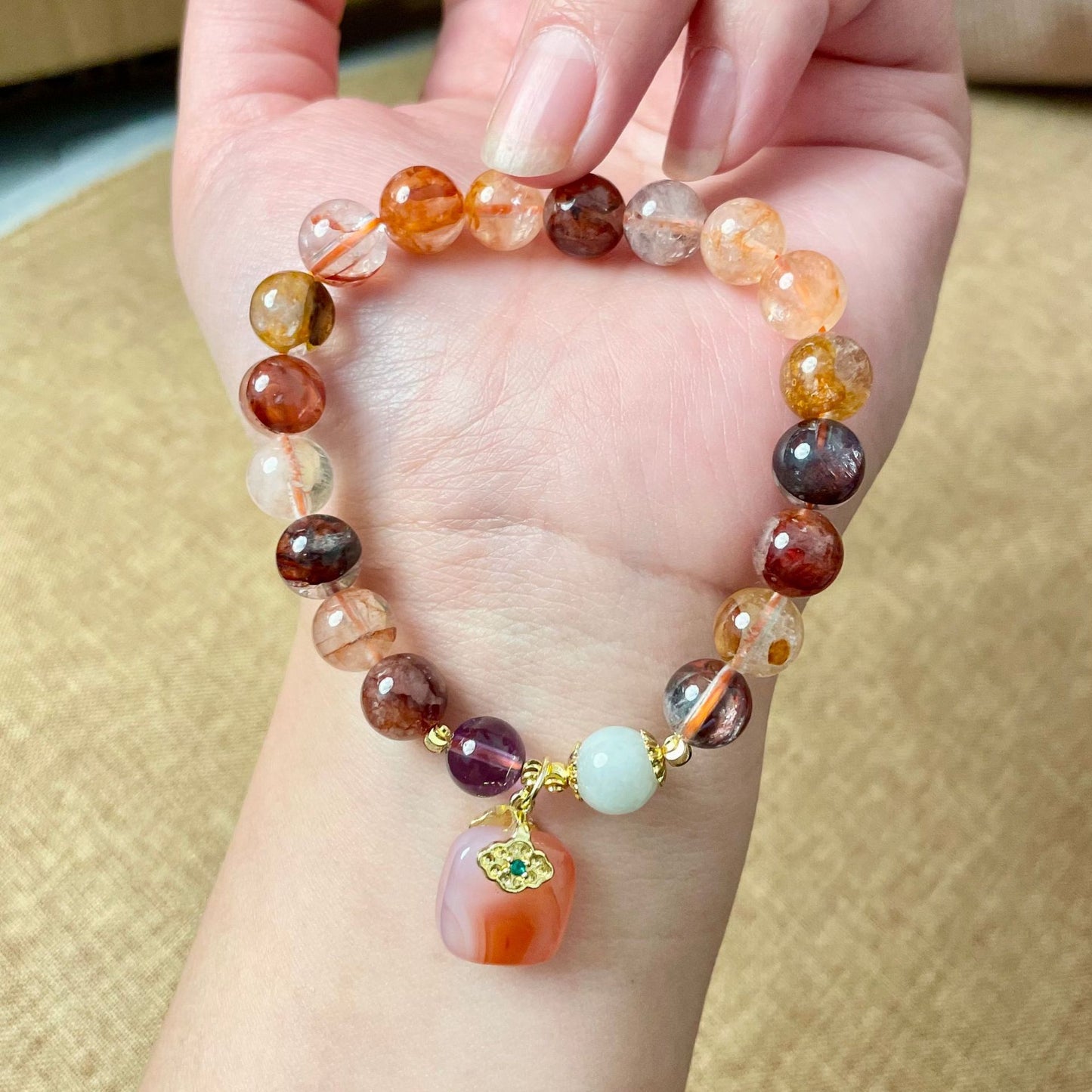 Crystal Agate Handmade Beads Lotus Seedpod Bracelets