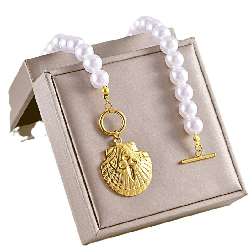 Women's Clavicle Chain Fully Jeweled Loving Heart One-word Buckle Titanium Necklaces