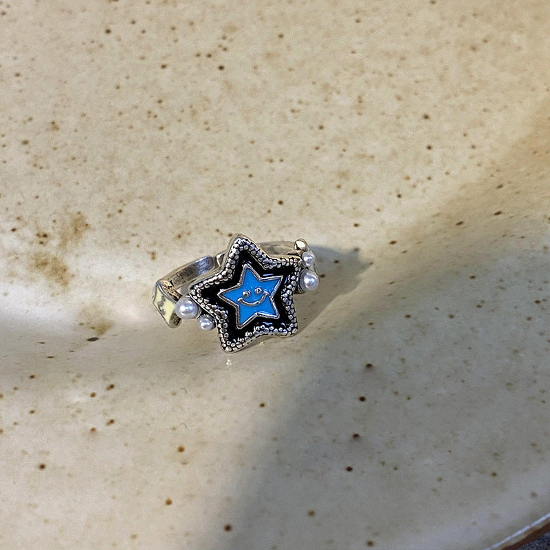 Women's & Men's Retro Distressed Niche Adjustable Opening Dark Rings