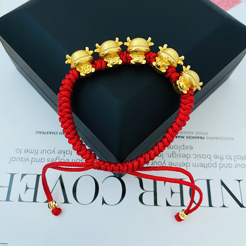 Women's Rose Plated Gold Money Bag Hand Bracelets