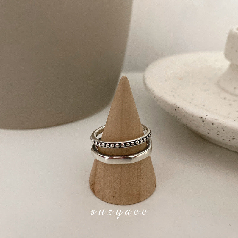 Women's Trendy Simple Cold Style Double Layer Rings
