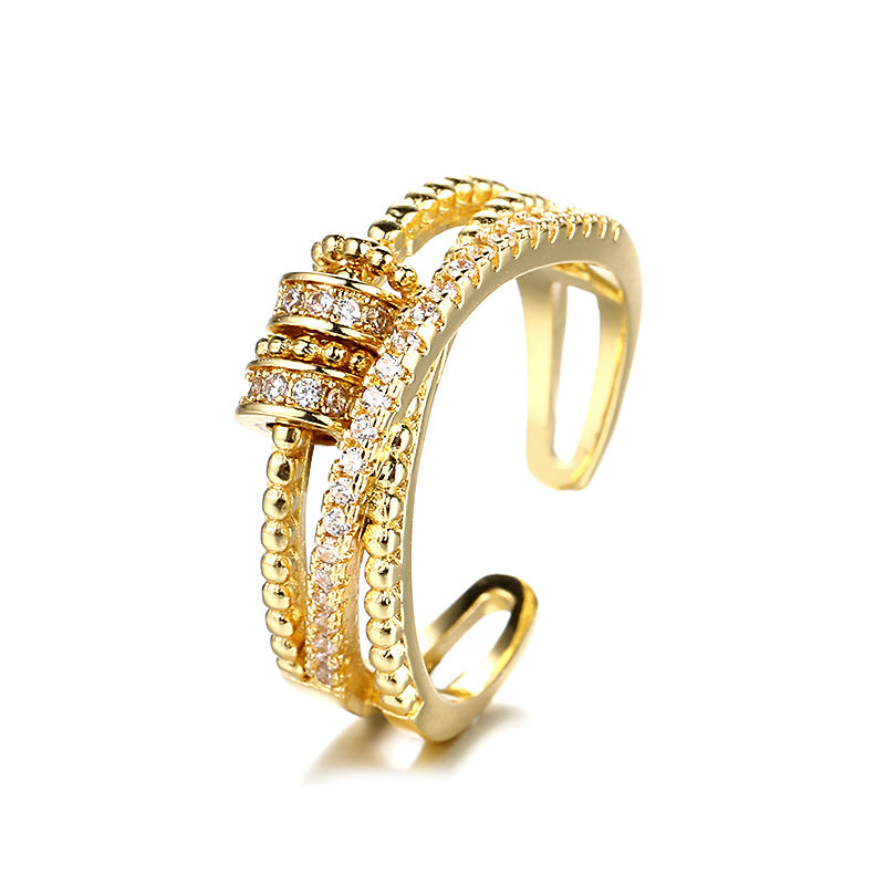 Comes Female Personality Double Layer Zircon Rings
