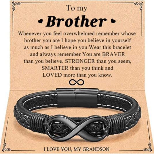 Men's Leather Stainless Steel Black Magnetic Bracelets