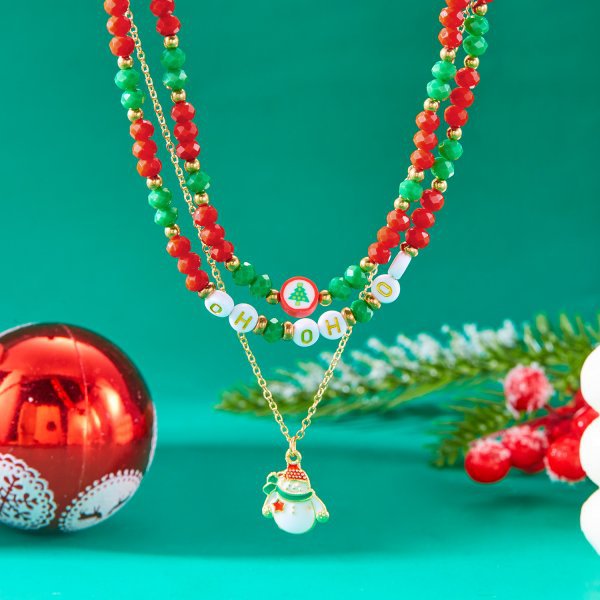 Durable Christmas Polymer Clay Beaded Style Necklaces