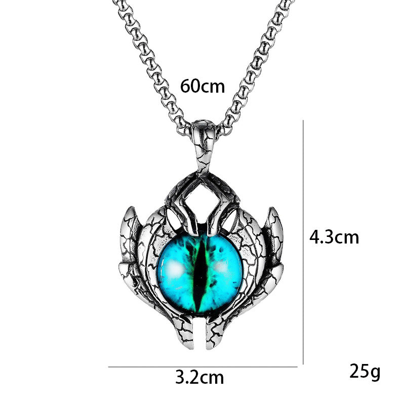 Men's Ornament Personality Retro Punk Spaceship Blue Eyes Necklaces