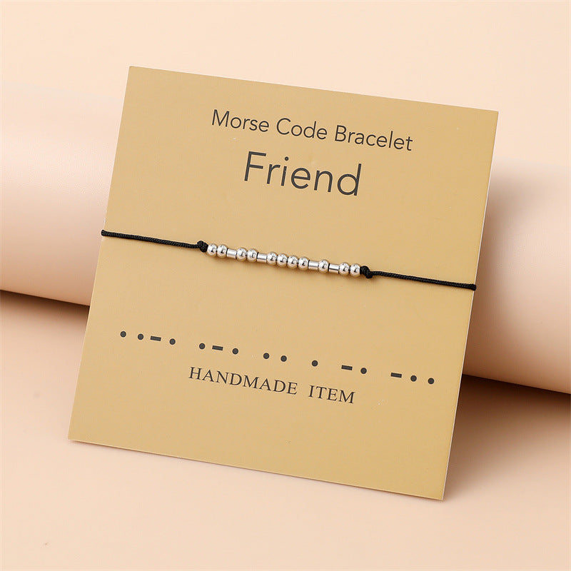 Password Creative Stainless Steel Beaded Card Wrist Bracelets