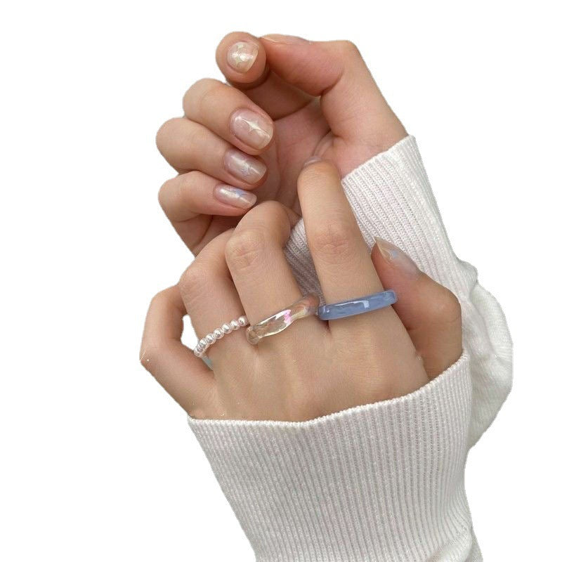 Chalcedony Plum Green Tea Cold Wind Rings