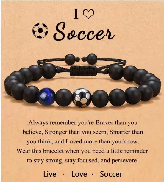 Football Beaded Gift Black Frosted Tigereye Bracelets