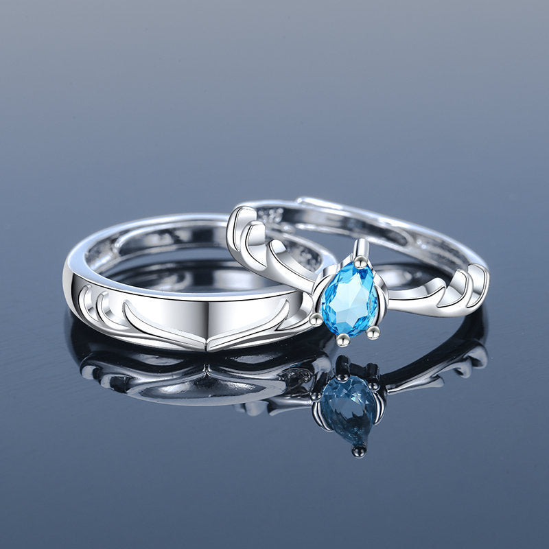 Women's & Men's Couple Sier Plated Jewelry Open Live Rings