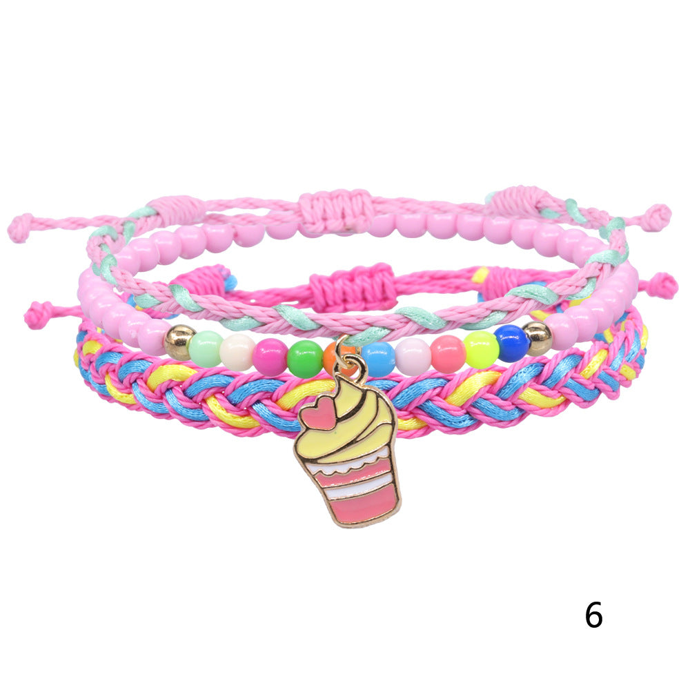 Dessert Series Woven Colorful Beads Wax Bracelets