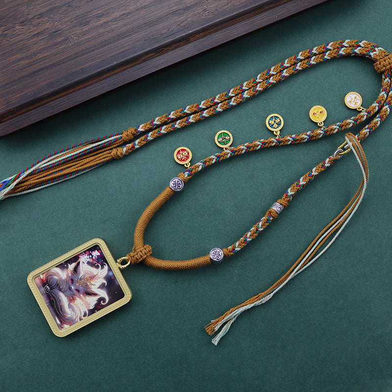 Hand Painted Golden Outline Eight Patron Necklaces