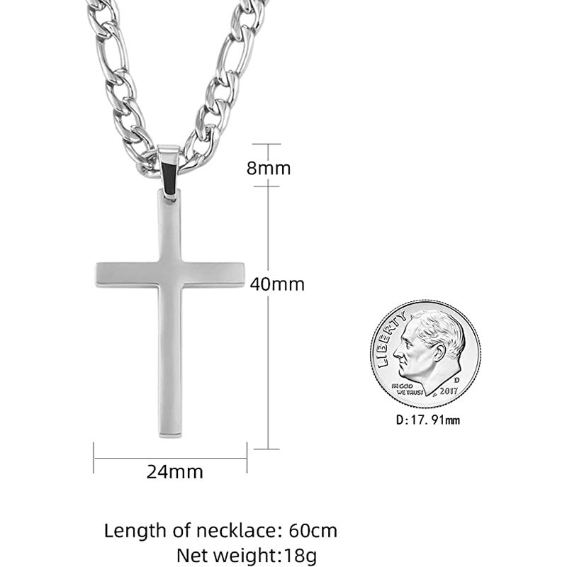 Men's Ornament Stainless Steel Cuban Link Chain Cross Necklaces