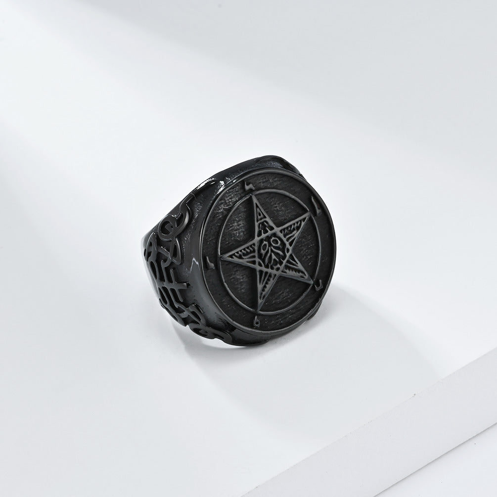 Stainless Steel Dawn Star Pentagram Titanium Rings