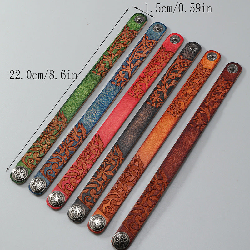 Women's & Men's Ornament Simple Artistic Retro Cattle Leather Bracelets