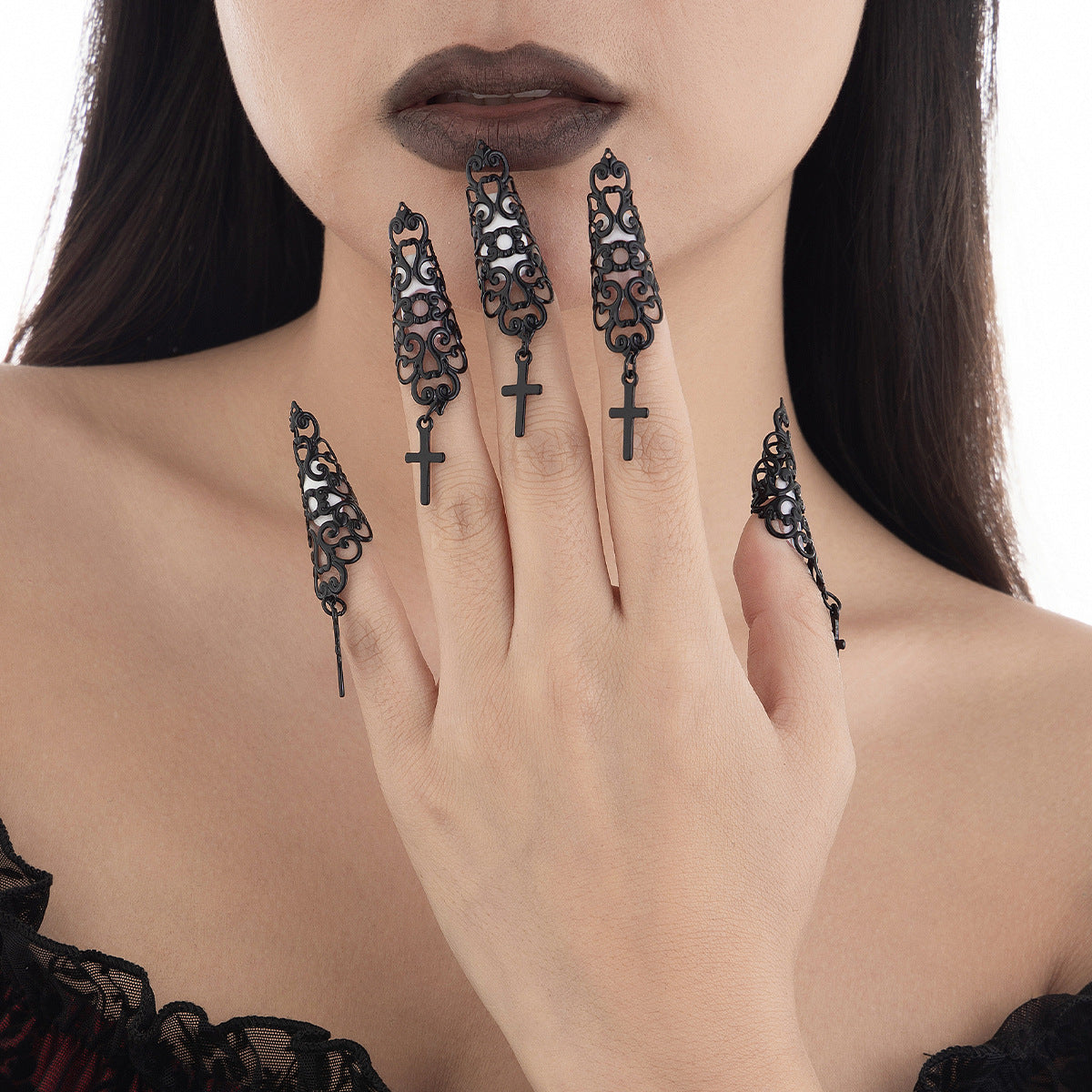 Women's Ornament Gothic Style Hollow Tapered Fingernail Niche Rings