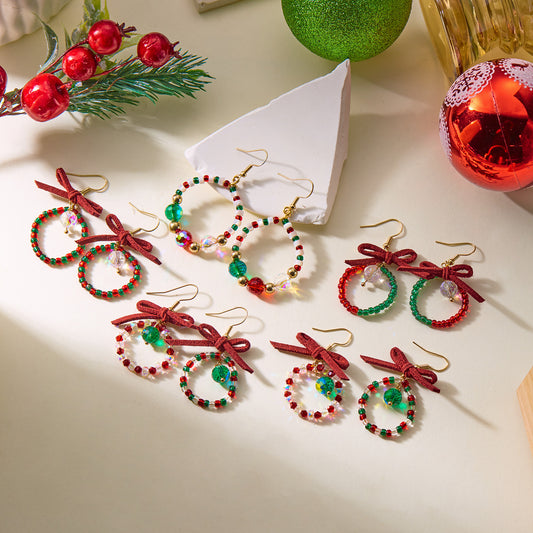 Christmas Accessories Bow Color Matching Female Earrings