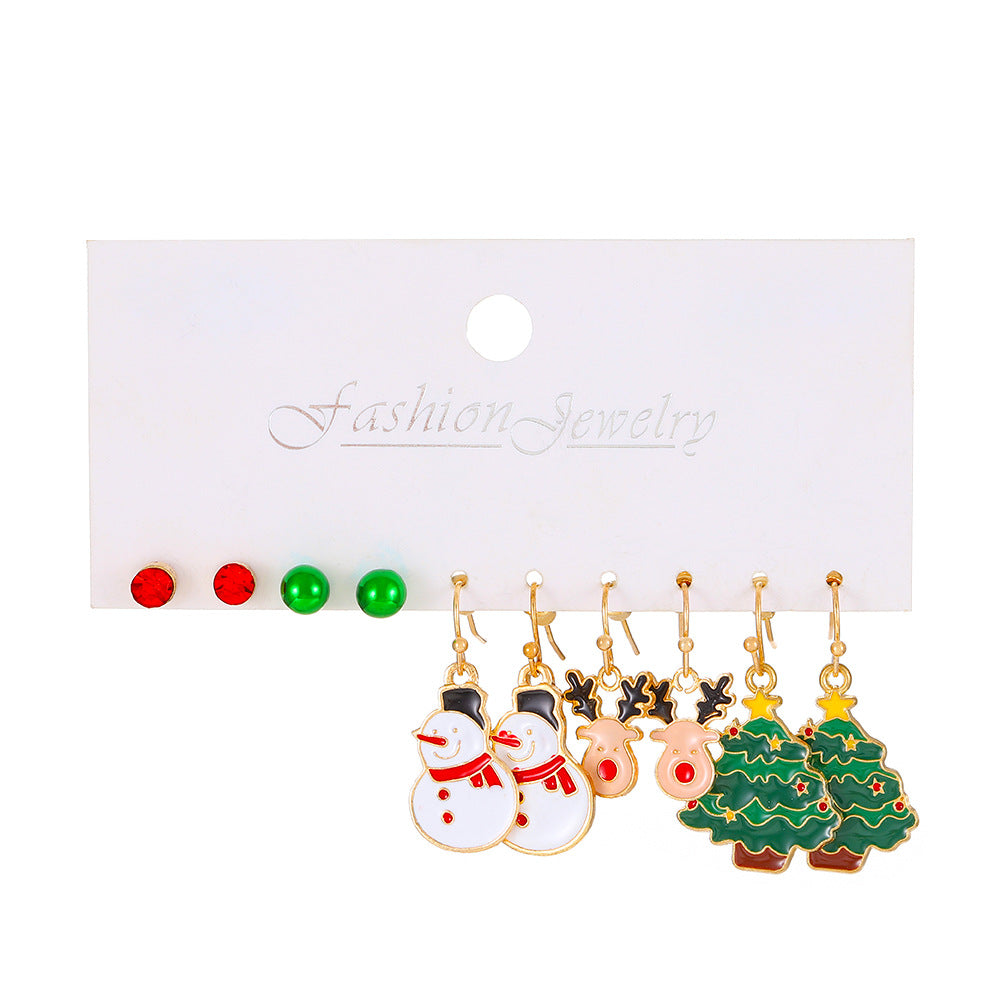 Women's Suit Cartoon Dripping Elk Santa Claus Earrings