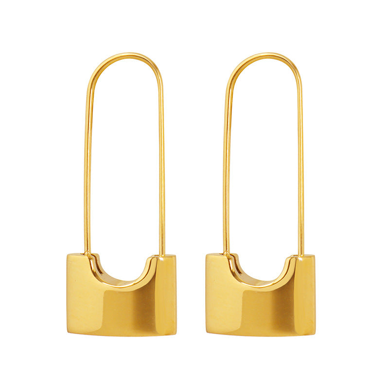 Women's Simple Personality Lock Head Street Style Titanium Steel For Earrings