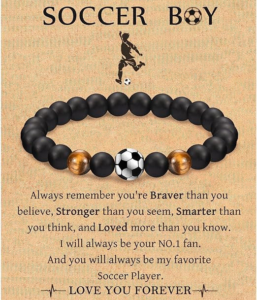 Football Beaded Gift Black Frosted Tigereye Bracelets