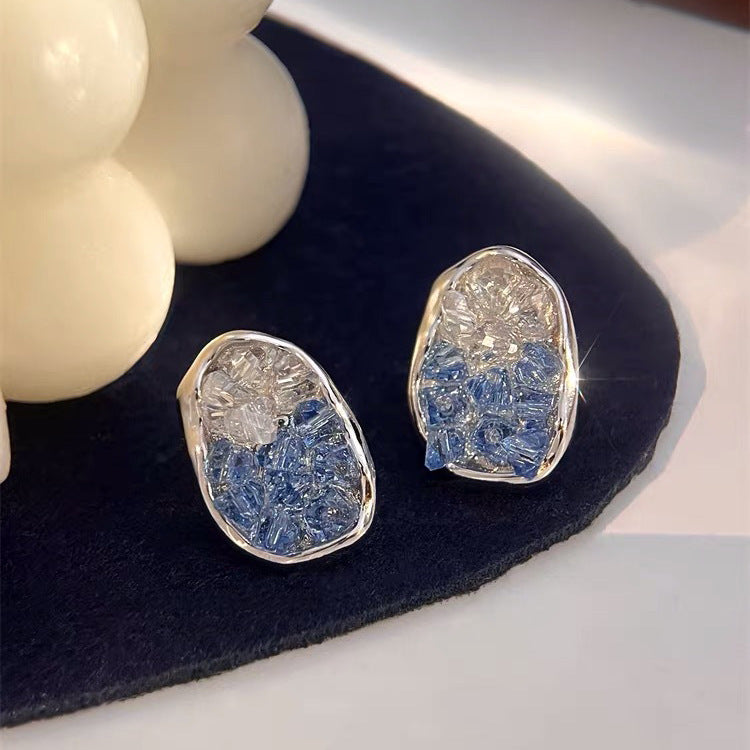Unique Design Sense Black Crystal Light Luxury Minority High-grade Earrings