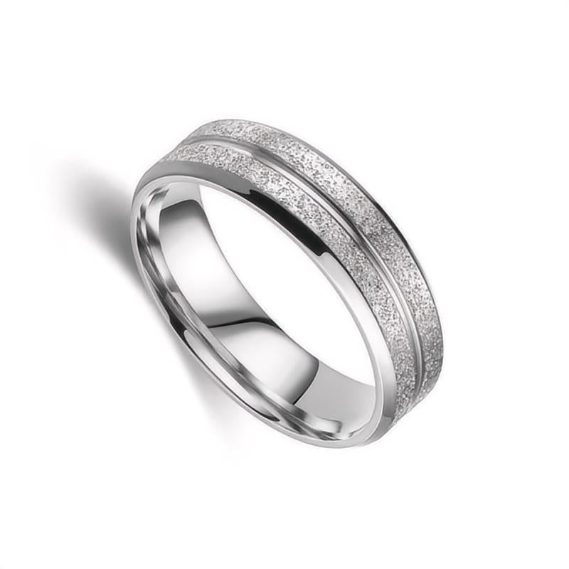 Women's & Men's Jewelry Stainless Steel Grinding Pearl Sand Simple Rings