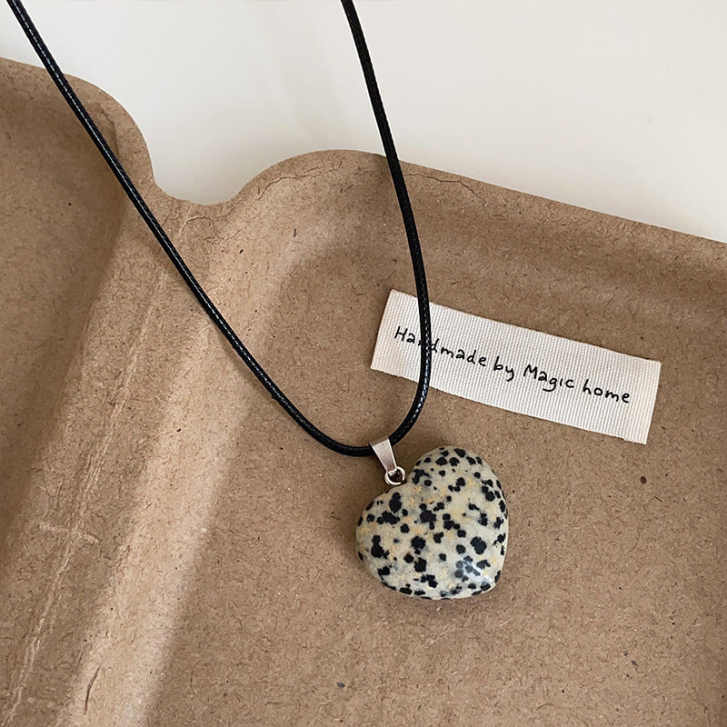 Women's Stone Love Black Rope Simple Minority Necklaces