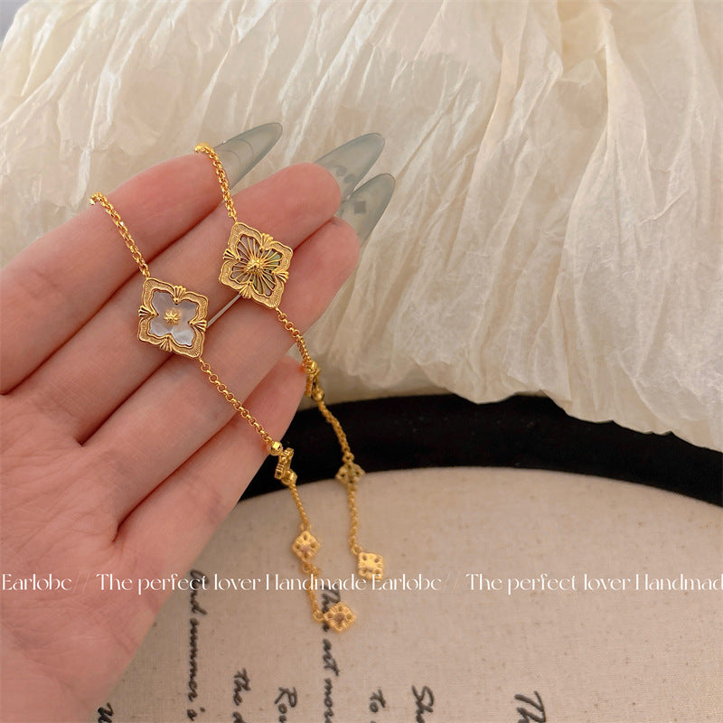 Women's Hand-made Design Double-sided Shell Zircon Light Bracelets