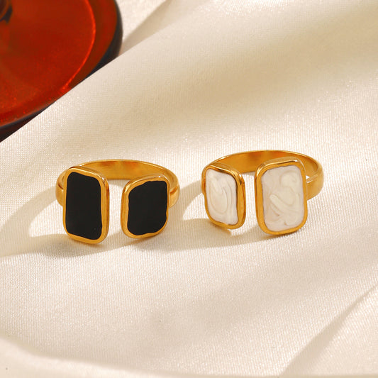 Women's Square Drip Open French Retro Popular Rings