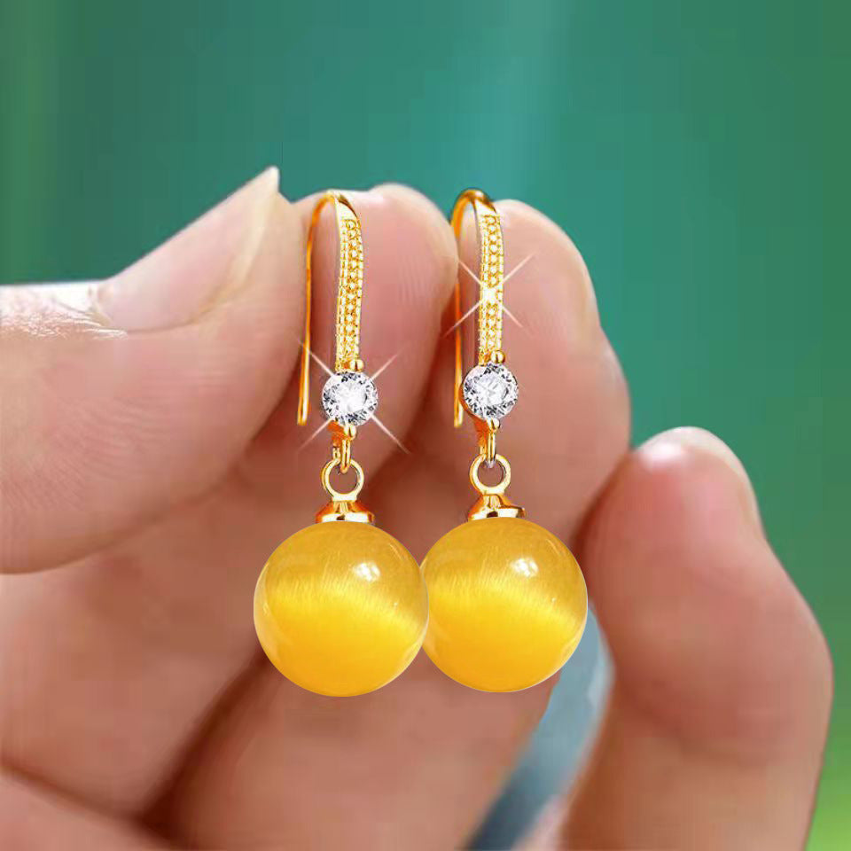 Yellow Red Blue Opal Ear Clip Female Zircon Delicate Earrings