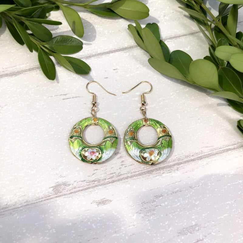 Women's Handmade Cloisonne Classical Simple Temperamental Water Earrings