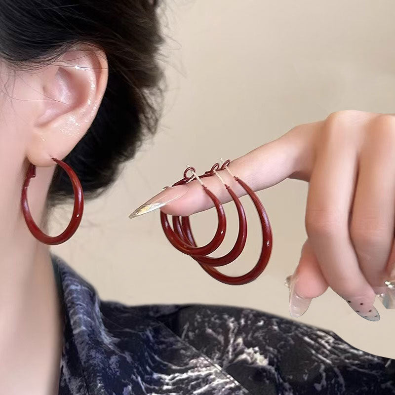 Sense Exaggerated Sier Pin Ear Female Rings