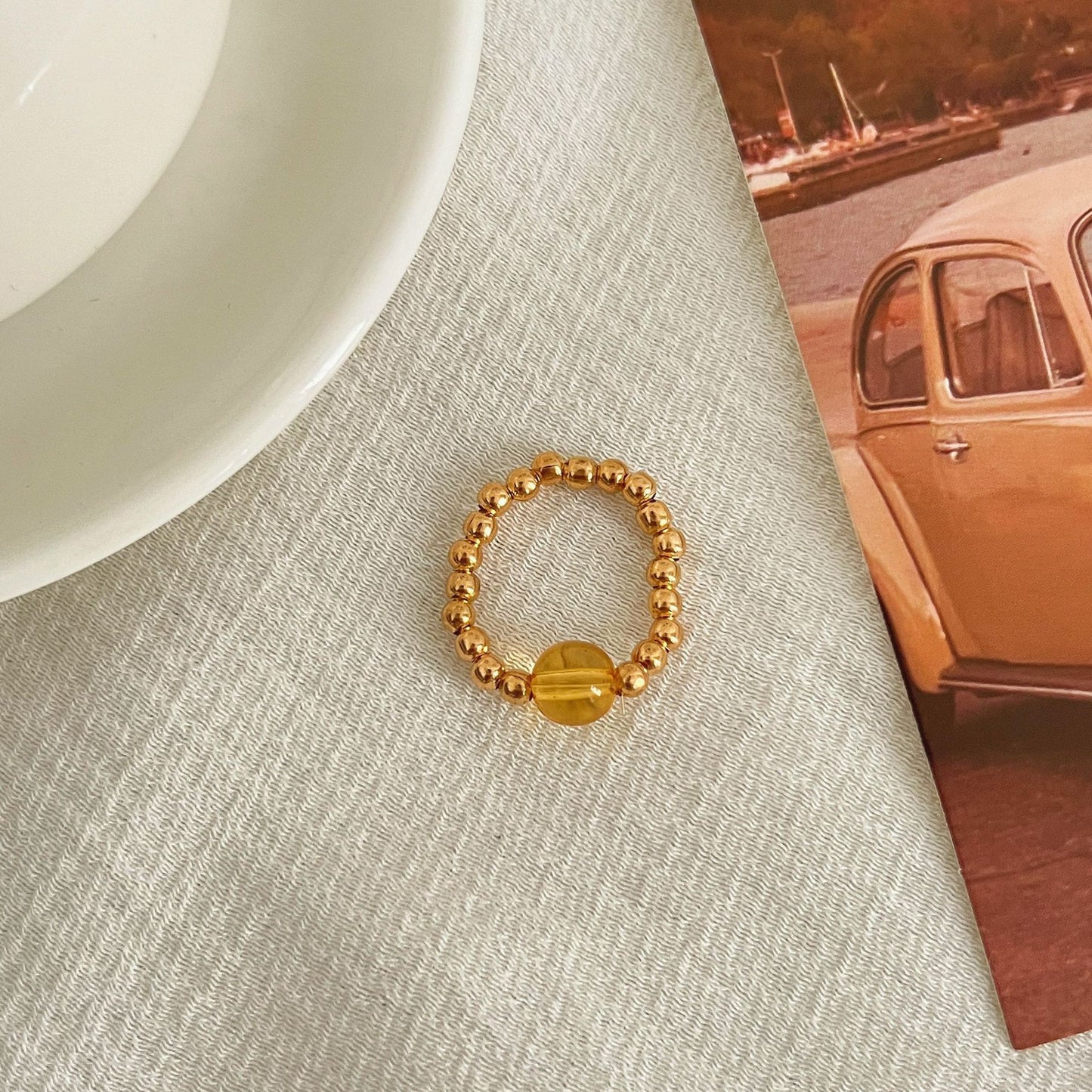 Beads Niche Design Advanced Finger Light Luxury Rings