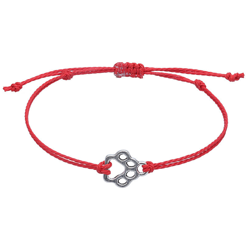 Women's Cat Dog Paw Prints Wax Line Bracelets