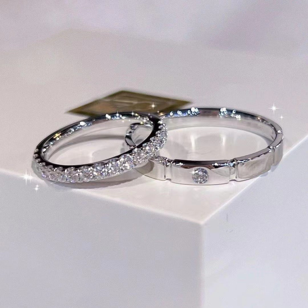 Women's & Men's Square Sugar Couple Niche Design Cold Wind Rings