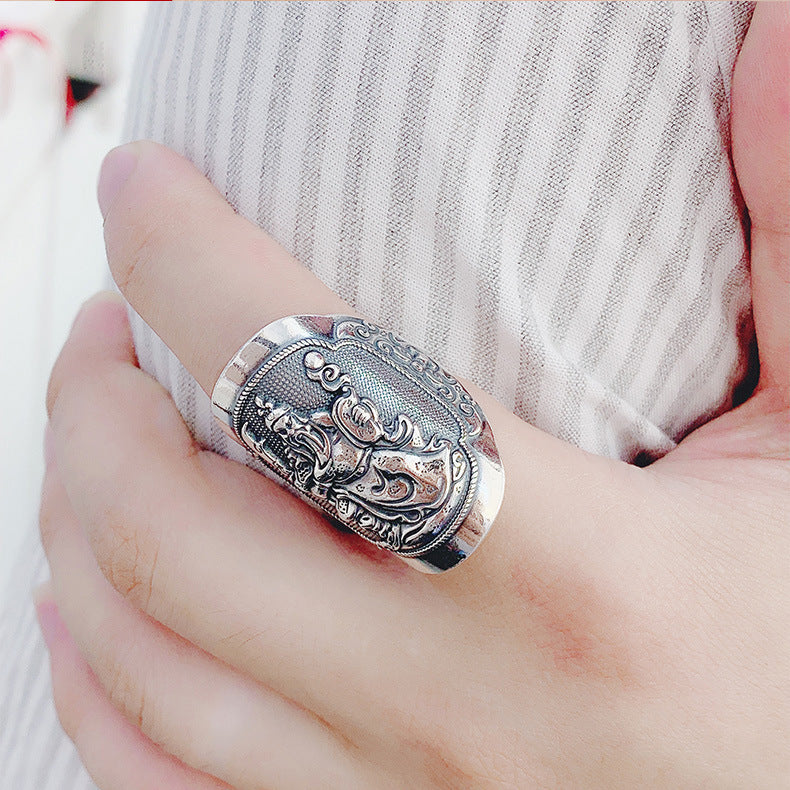 Men's Wealth Guan Gong Yu Totem Domineering Open-end Personality Jewelry Rings