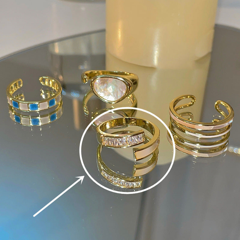 Layers Loving Heart Open-end Zircon Female Rings