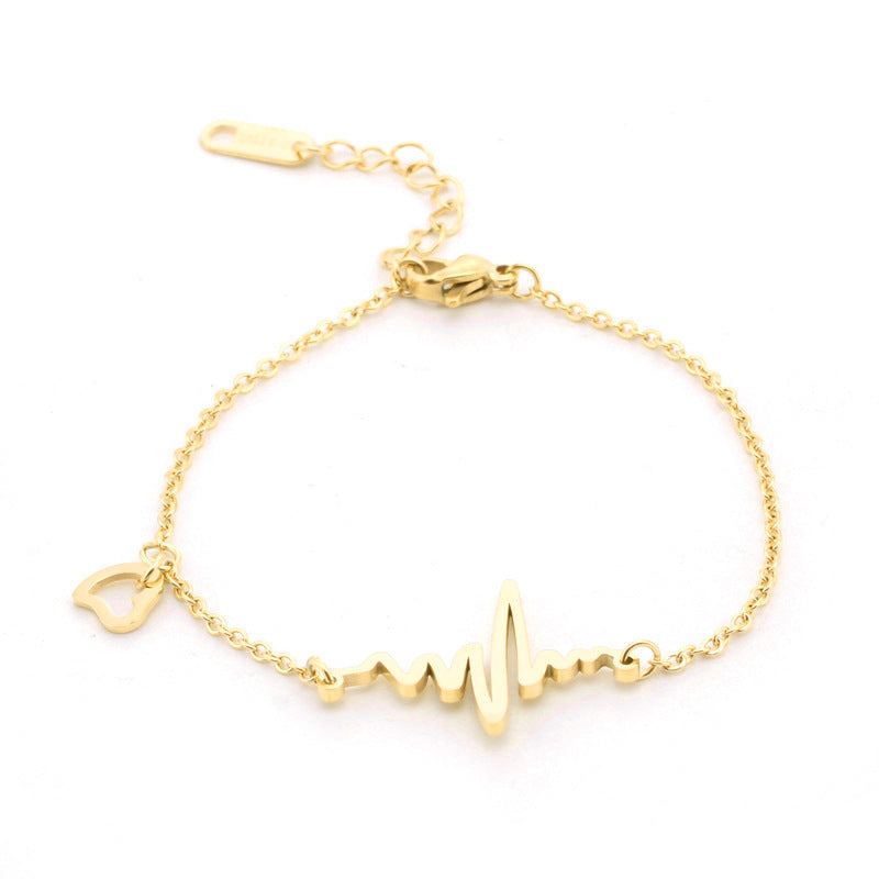 Warm Ecg Heart Female Titanium Steel Bracelets